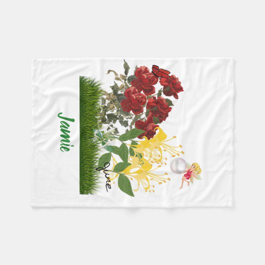 Custom June Birth Blume & Stone Fleece Blanket (Vorderseite (Horizontal))