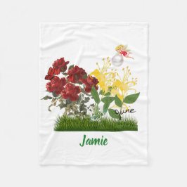 Custom June Birth Blume & Stone Fleece Blanket