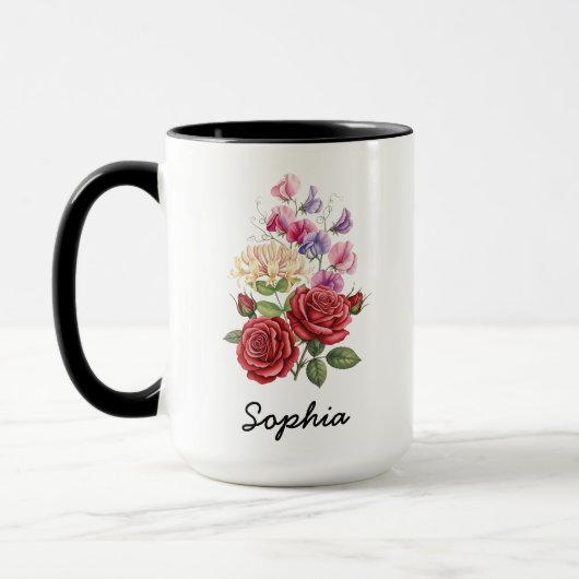 Custom June Birth Flower - Personalized Name Tasse (Links)