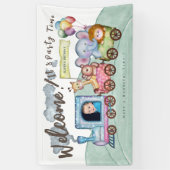 Custom Junge Foto Geburtstagszug Aquarell Banner (Vertikal)