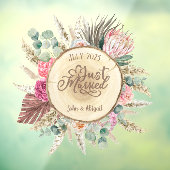 Custom Just Married Boho Fensteraufkleber (Blatt 3)