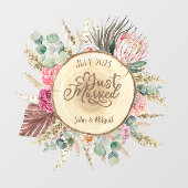 Custom Just Married Boho Fensteraufkleber (Blatt)