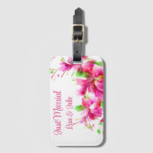 Custom Just Married Floral Luggage Tag Gepäckanhänger (Vorderseite Vertikal)
