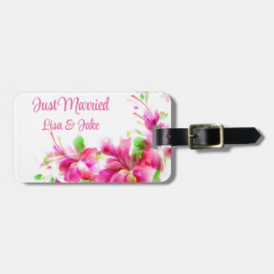 Custom Just Married Floral Luggage Tag Gepäckanhänger