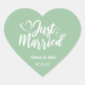 Custom Just Married Heart Stickers (Vorderseite)
