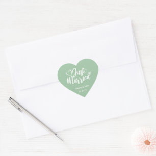 Custom Just Married Heart Stickers