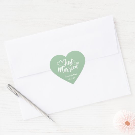 Custom Just Married Heart Stickers (Umschlag)