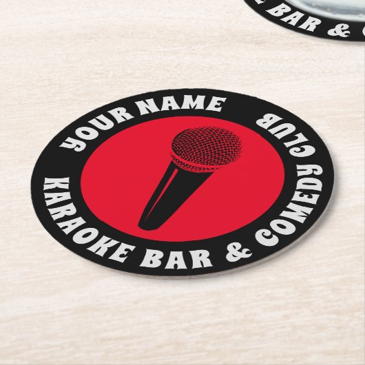 Custom Karaoke Bar oder Comedy Club Party Runder Pappuntersetzer (Angewinkelt)