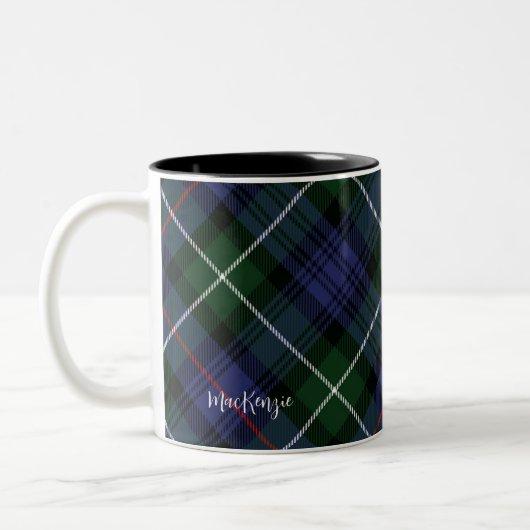 Custom Kariert Lila Green MacKenzie Tartan Zweifarbige Tasse (Links)