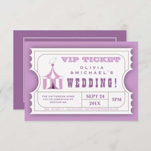 CUSTOM Karneval Admission Ticket für Hochzeit Einladung (Vorne/Hinten)