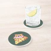 Custom Kawaii Cat Hugging Pepperoni Pizza Cartoon Getränkeuntersetzer (Seite)