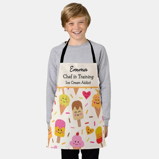 Custom Kawaii Ice Cream Lollipop Koch im Training Schürze (Getragen)