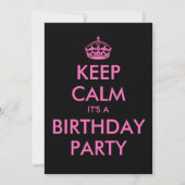 Custom Keep calm it's a Birthday party invitations Einladung (Rückseite)
