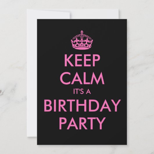 Custom Keep calm it's a Birthday party invitations Einladung (Rückseite)