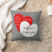 Custom Keepake Wedding, Gray Pinstripe, Herz Kissen (Decke)