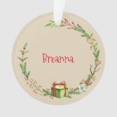 Custom Keepake Weihnachtskranz mit Namensjahr Ornament (Vorderseite)