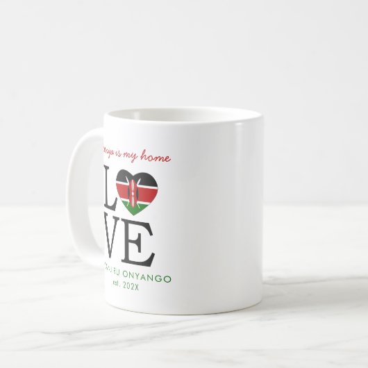 Custom Kenya Flag Herz Kaffeetasse (Vorderseite Links)