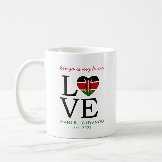 Custom Kenya Flag Herz Kaffeetasse (Links)