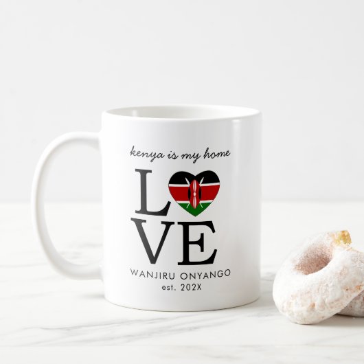 Custom Kenya Flag Herz Kaffeetasse (Mit Donut)