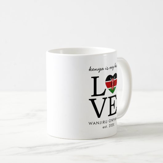 Custom Kenya Flag Herz Kaffeetasse (VorderseiteRechts)