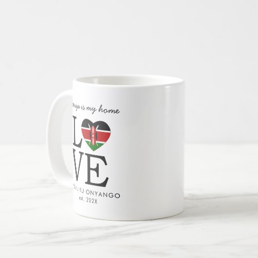 Custom Kenya Flag Herz Kaffeetasse (Vorderseite Links)