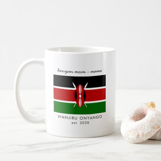 Custom Kenyan Mama Mama Kenya Flag Kaffeetasse (Mit Donut)