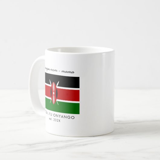 Custom Kenyan Mama Mama Kenya Flag Kaffeetasse (Vorderseite Links)