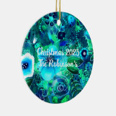 Custom Keramik Ornament - Abstrakte Blüten Aquamar (Rechts)