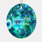 Custom Keramik Ornament - Abstrakte Blüten Aquamar (Links)