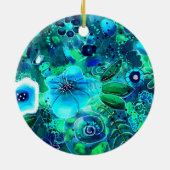 Custom Keramik Ornament - Abstrakte Blüten Aquamar (Hinten)