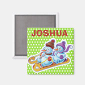 Custom Key Ring Weihnachtsschneemann-Figuren. Magnet (Vorderseite/Rückseite)