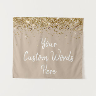 Custom Khaki Tan Birthday Party Gold Foto Stand Wandteppich