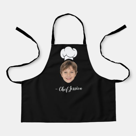Custom Kid Face & Name Cute Chef Apron Schürze (Vorderseite)