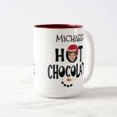 Custom Kid Gesicht & Name Hot Chocolate Weihnachte Zweifarbige Tasse (VorderseiteRechts)