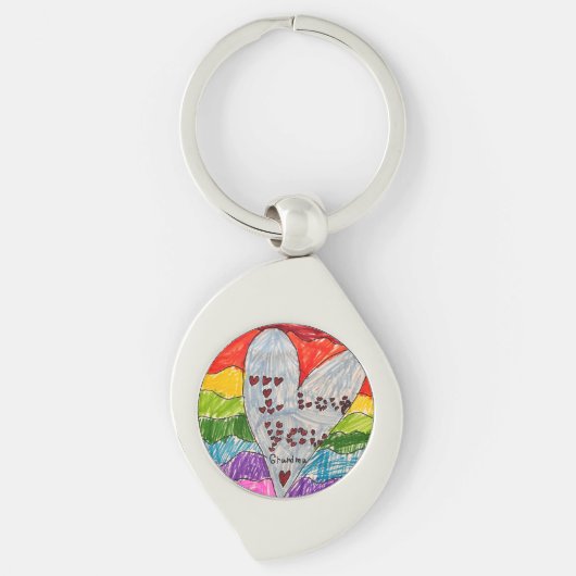 Custom Kids' Art Keepake Geschenk für Oma Schlüsselanhänger (Vorderseite)