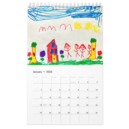 Custom Kids' Art Keepake Weihnachtsgeschenk Kalender (Jan 2026)