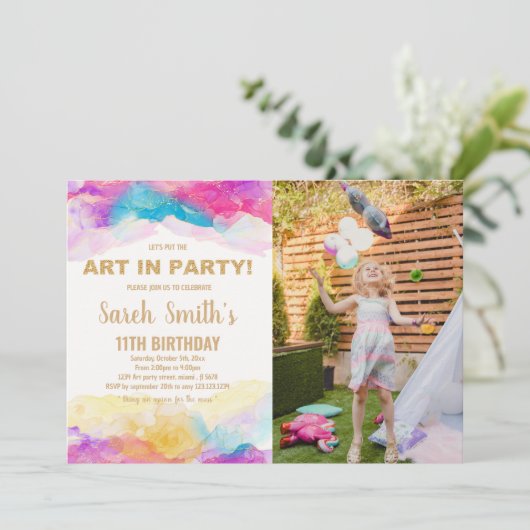 Custom Kids Art Party laden Einladung (Stehend Vorderseite)