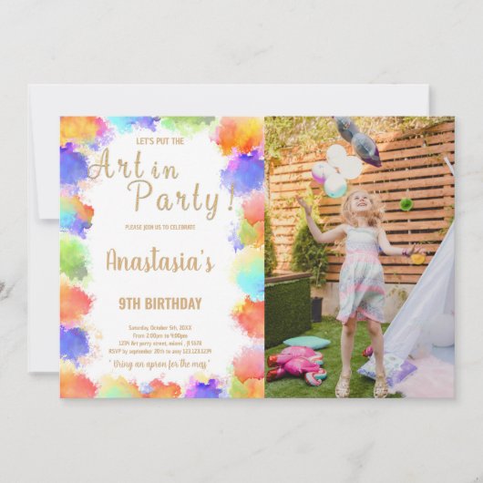 Custom Kids Art Party laden Einladung (Vorderseite)