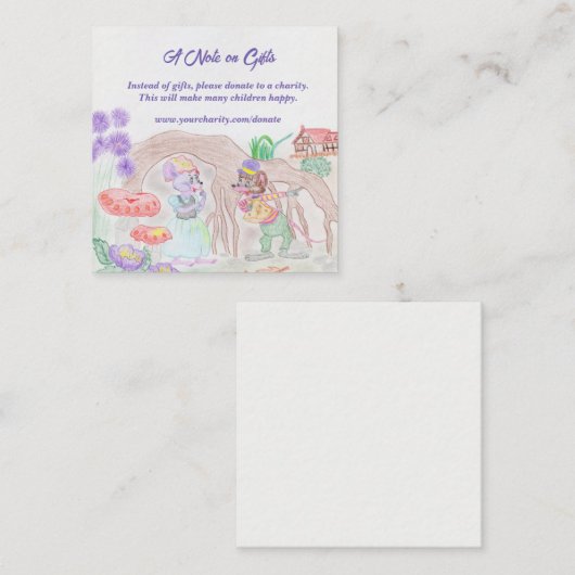 Custom Kids Artwork, zwei niedliche Maus, Blume... Begleitkarte (Vorne/Hinten)