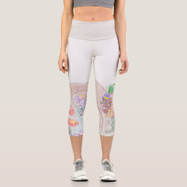 Custom Kids Artwork, zwei niedliche Maus, Blume... Capri Leggings