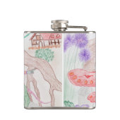 Custom Kids Artwork, zwei niedliche Maus, Blume... Flachmann (Rückseite)