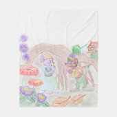 Custom Kids Artwork, zwei niedliche Maus, Blume... Fleecedecke (Vorderseite)