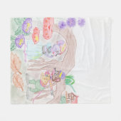 Custom Kids Artwork, zwei niedliche Maus, Blume... Fleecedecke (Vorderseite (Horizontal))