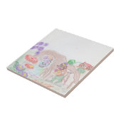 Custom Kids Artwork, zwei niedliche Maus, Blume... Fliese (Seite)