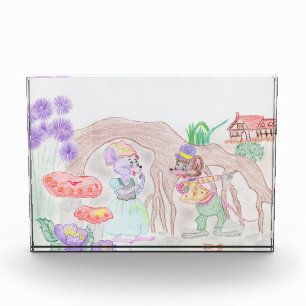 Custom Kids Artwork, zwei niedliche Maus, Blume... Fotoblock