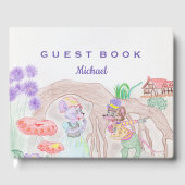 Custom Kids Artwork, zwei niedliche Maus, Blume... Gästebuch (Vorderseite)