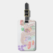Custom Kids Artwork, zwei niedliche Maus, Blume... Gepäckanhänger (Vorderseite vertikal)