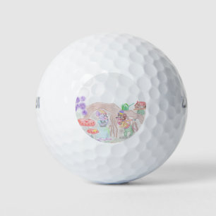 Custom Kids Artwork, zwei niedliche Maus, Blume... Golfball