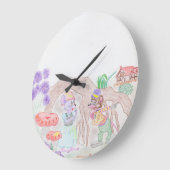 Custom Kids Artwork, zwei niedliche Maus, Blume... Große Wanduhr (Winkel)