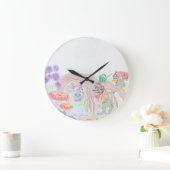 Custom Kids Artwork, zwei niedliche Maus, Blume... Große Wanduhr (Zuhause)